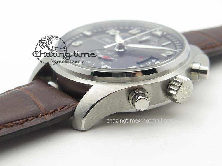 MIROTIME 0822 Cozy Pilot Chrono SS IW387802 V6F 1:1 Best Edition On Brown Leather Strap A 7323